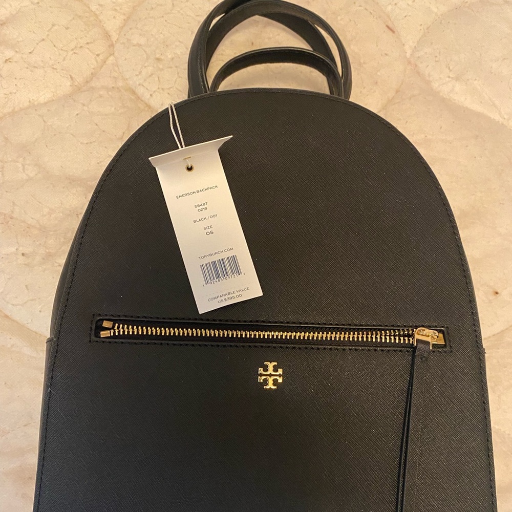 Tory Burch black Emerson back pack/purse